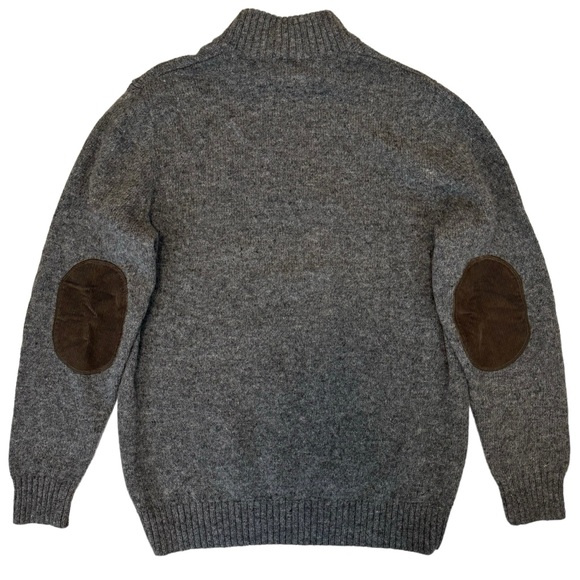 L.L. Bean Men’s Gray Shetland Wool Quarter Zip Elbow Patch Sweater - Picture 5 of 5